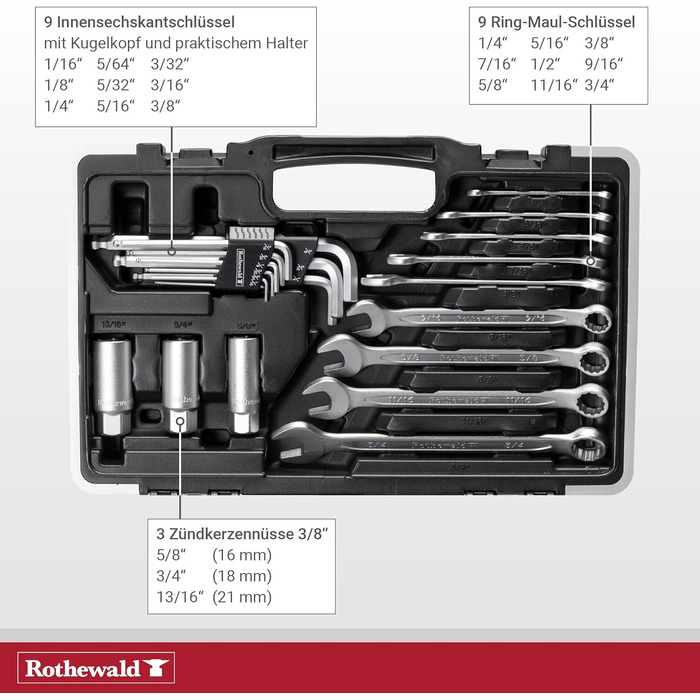 Набір інструментів Zoll 92 частини, з висувними бітотримачами для дюймових біт, тріскачкою з дрібним зубом, сталь Cr-V сіро-червоний