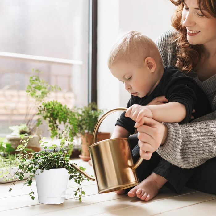 Набір горщиків для квітів Blumentopf 6 шт. з автополивом, чорний/білий, різні розміри (20.3-12.7 см), для дому та балкону