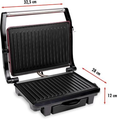 Контактний гриль Alpina Optigrill 2100W: для сендвічів, паніні, овочів, м'яса. Антипригарне покриття, інтелектуальні режими приготування, BPA-Free, чорний