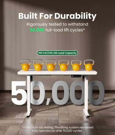 Електричний стіл з регулюванням висоти, білий. Стільниця з USB-C, пам'ять, 2 гачки. Міцний, з двома моторами