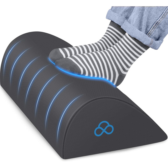 Підставка для ніг StepLively ергономічна, для офісу, авто та ігрового крісла, сіра, стандартна (17 дюймів)