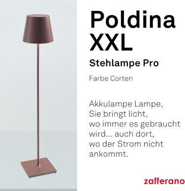 Zafferano Poldina XXL: Бездротова LED-стійка лампа з сенсорним керуванням, 69-150 см, диммер, 2700-3000K, для дому та саду