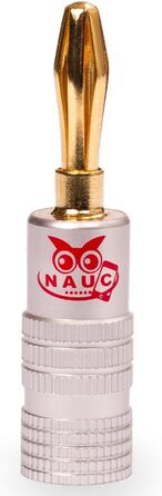 Штекер NAUC High End Banana Plug 32 шт. (16 пар) для кабелів до 6 мм, 24K позолочений, паяний/гвинтовий, чорний/червоний