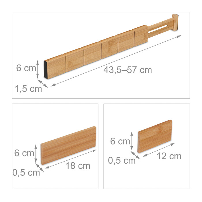Relaxdays 18 шт. Набір роздільників для ящиків з бамбука