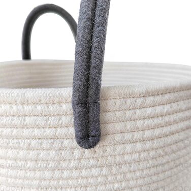 Великий міцний кошик для білизни з плетіння, сірий/бежевий (D38H50cm)