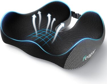 Ортопедична подушка для сидіння Feagar з memory foam - ергономічна подушка для офісного крісла, авто та дому - для полегшення болю в куприку при тривалому сидінні, неслизька (до 100 кг) (Сірий)