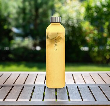 Пляшка для пиття Vinsun об'ємом 1 л-багаторазова, екологічно чиста, не містить вуглекислого газу, спортивна пляшка Tritan для активного відпочинку, школи, коледжу, велосипеда, офісу, тренажерного залу (1000 мл, жовта)