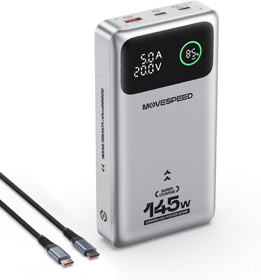Power Bank MOVESPEED 145W 25000mAh з 3 USB-портами, PD 3.1, Digital Display - для ноутбуків, iPhone, Galaxy, iPad