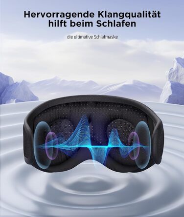 Маска для сну з навушниками Dolida Bluetooth V5.4, повна світлоблокація, дихаюча тканина, для жінок та чоловіків, для подорожей, відпочинку, йоги та медитації