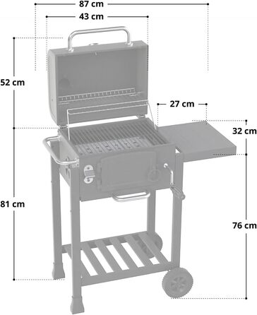 Коптильня GRILLWAGEN вугілля барбекю гриль камін підставка гриль коптильня аксесуари чавун (чавунна решітка) (Комплект HERO кришка)