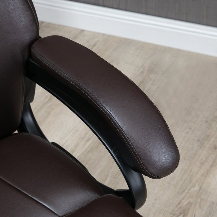 Крісло керівника Vinsetto Ergonomic з функцією гойдалки, шкіряне крісло коричневе, регулюється по висоті, вантажопідйомність до 180 кг