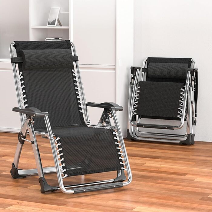 Скромний лежак 200 кг з підголівником, регульований, для дому, балкону, пляжу, басейну (льонові блакитний)