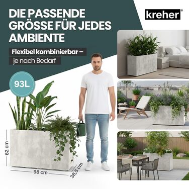 Плантажер Kreher XL Millennium: набір кольорів та форматів. Імітація натурального каменю (коричневий, бежевий, антрацит, сірий). З міцного пластику. XL роздільник простору (прямокутний) кремово-білий