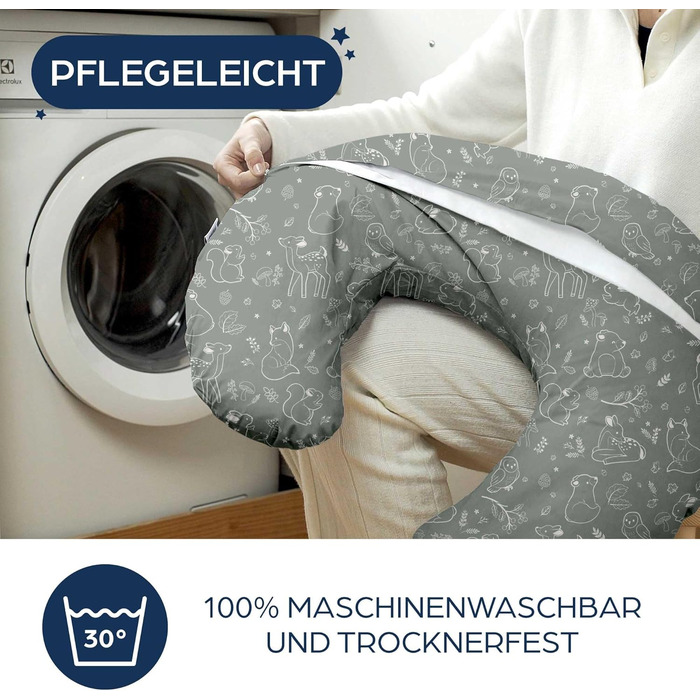 Подушка для вагітних Niimo XXL, подушка для годування - подушка для сну на боці з бавовняним чохлом, зручна подушка для дорослих, подушка для підтримки, (200 см x 70 см), (Sage Green Forest, подушка для годування)