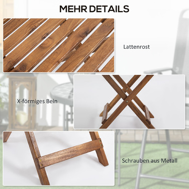 Outsunny Side Table Outdoor, Набір з 2 садових столів, Складаний кемпінговий стіл з дерева, Розкладний стіл для саду, Балкона, Тик, 45 x 45 x 45 см