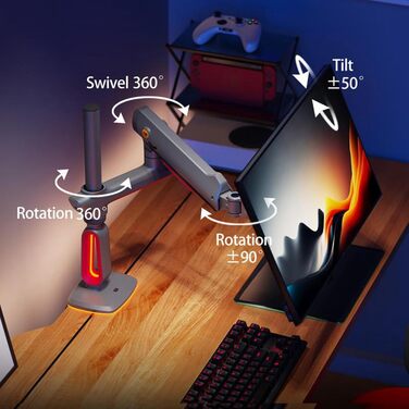 Кріплення для монітора NB Ergonomic RGB, 32-60 дюймів, плоске/вигнуте, важке, для моніторів 49-57 дюймів, 20 кг, VESA 75/100 мм (чорне)