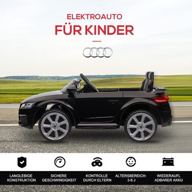 Дитячий електромобіль HOMCOM 12V з пультом, музикою, USB, MP3, LED-фарами, для дітей 3-5 років, чорний