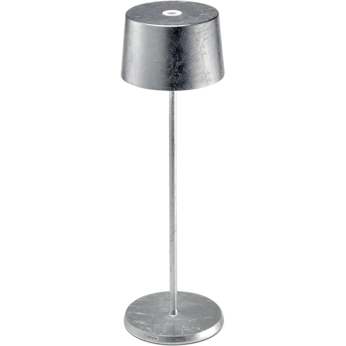 Zafferano Olivia Pro - портативна LED-лампа з торшером, сенсорне керування, регулювання яскравості, 2700-3000K, для дому та саду (сріблясте листя)