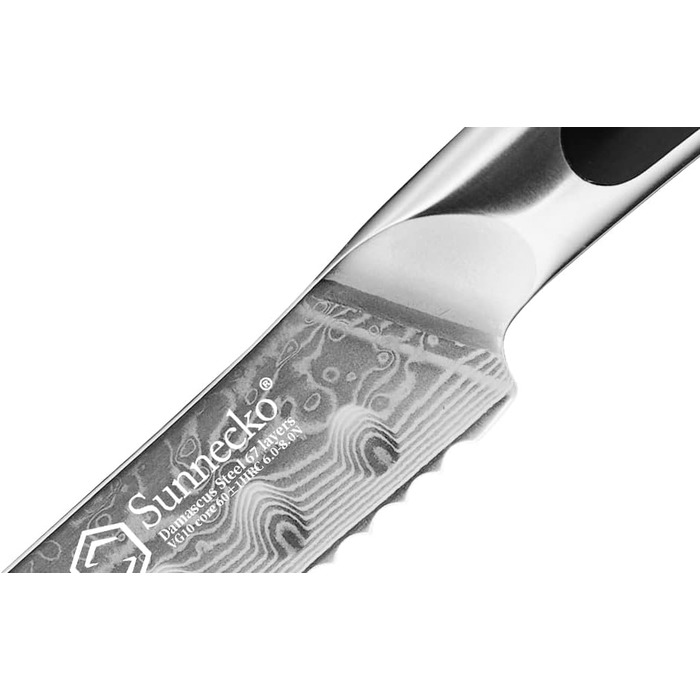 Ніж Sunnecko Дамаск - кухонний ніж з високоякісної сталі Дамаск. Багатофункціональний кухонний ніж для дому та кухні з ергономічною ручкою (8 дюймів, ніж для хліба)