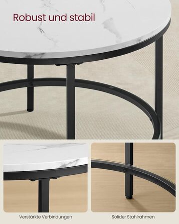 Журнальний столик VASAGLE, стіл для вітальні, журнальний столик, для вітальні, зі скляною стільницею, багато місця для зберігання, легка збірка, сучасний стиль, мармуровий білий чорнильний чорний LCT071B13 (65 x 46 см, мармуровий білий чорнильний чорнило)