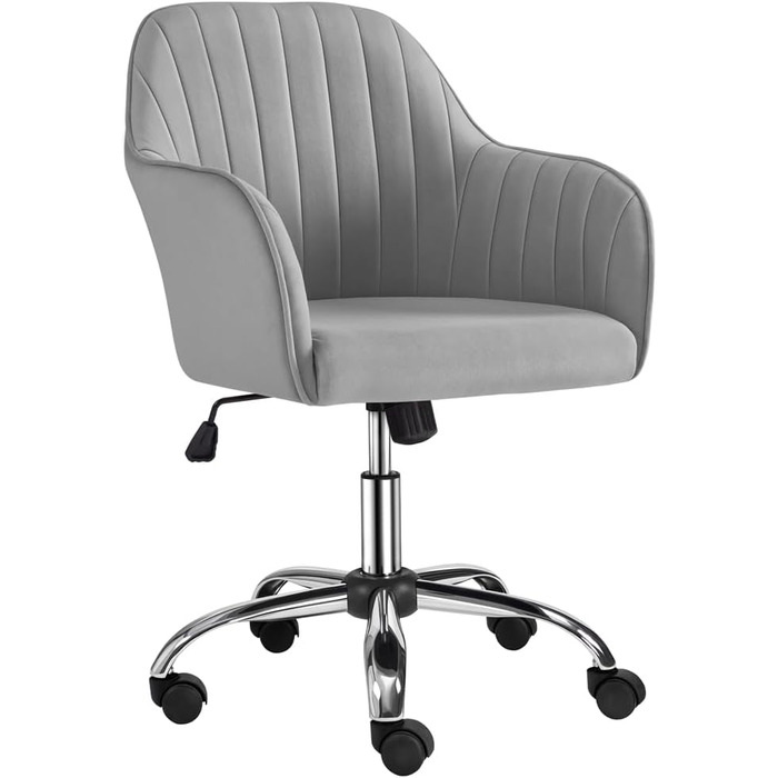 Крісло Yaheetech для дому та офісу: обертове, регульоване по висоті, з м'якою оксамитовою оббивкою, до 136 кг, сірий колір