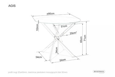 Стіл AGIS прозорий/чорний мат д.90