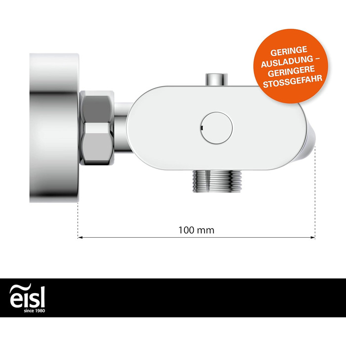 Змішувач для ванни EISL CARNEO з термостатом, водоспадом та захистом від перегріву (38°C), хром