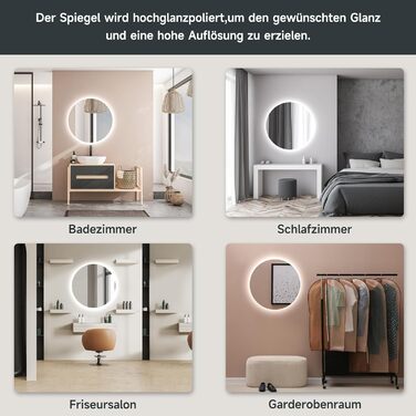 Дзеркало для ванної кімнати SONNI LED з підсвічуванням 80x60 см, біле