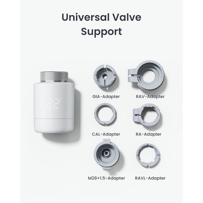 SwitchBot Розумний термостат на радіатор Bluetooth з керуванням через додаток та таймером, енергозбереження, сумісний з Alexa, Apple HomeKit та Home Assistant (потрібен Hub)