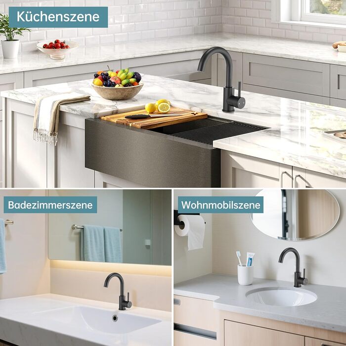 Змішувач для ванної кімнати Fransiton Bad Hoch, водозберігаючий, чорний матовий