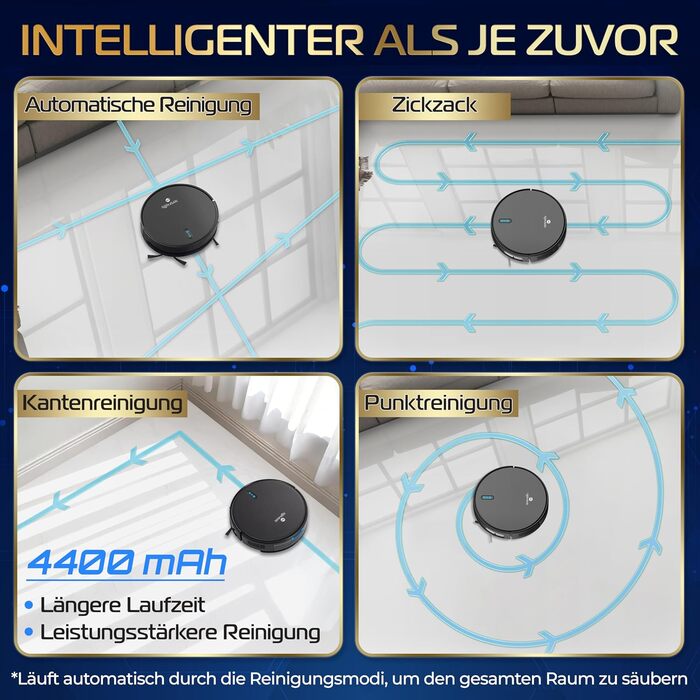 Робот-пилосос SereneLife 3-в-1 з функцією миття, керування через додаток, для тварин та килимів, 1000Pa, чорний