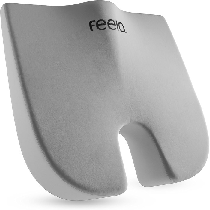 Ортопедична подушка-клинок Feela® для крісла [3 ступені жорсткості] – ергономічна подушка-клинок для авто та дивану, подушка-клинок, подушка-клинок для авто (м'яка) (срібна, середня (60-100 кг))