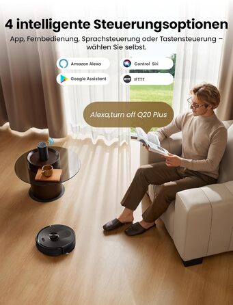 Робот-пилосос Proscenic Q20Plus з функцією миття, 10000Pa, 200хв, бездротовий, самостійна очистка, 3-в-1 для тварин, килимів, твердих поверхонь, чорний