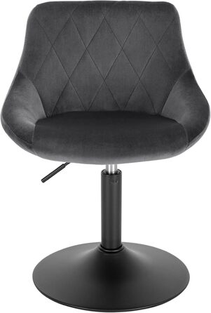 Крісло для туалетного столика WOLTU BH242bl-1, сіре, з підлокітниками, регульоване, обертове, для спальні, кухні, їдальні