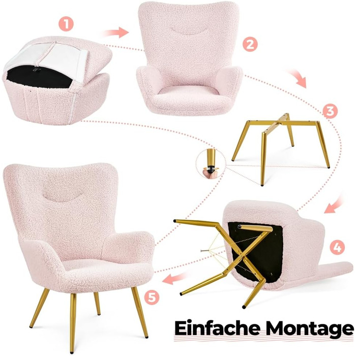 Крісло-мішок Yaheetech з м'якої тканини, крісло для відпочинку, телевізор, крісло-релакс, крісло-трансформер, стильний дизайн, білий (рожевий, з пуфом)