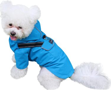 Макінтош для собак XS, водонепроникний, з капюшоном, кишенями (синій)