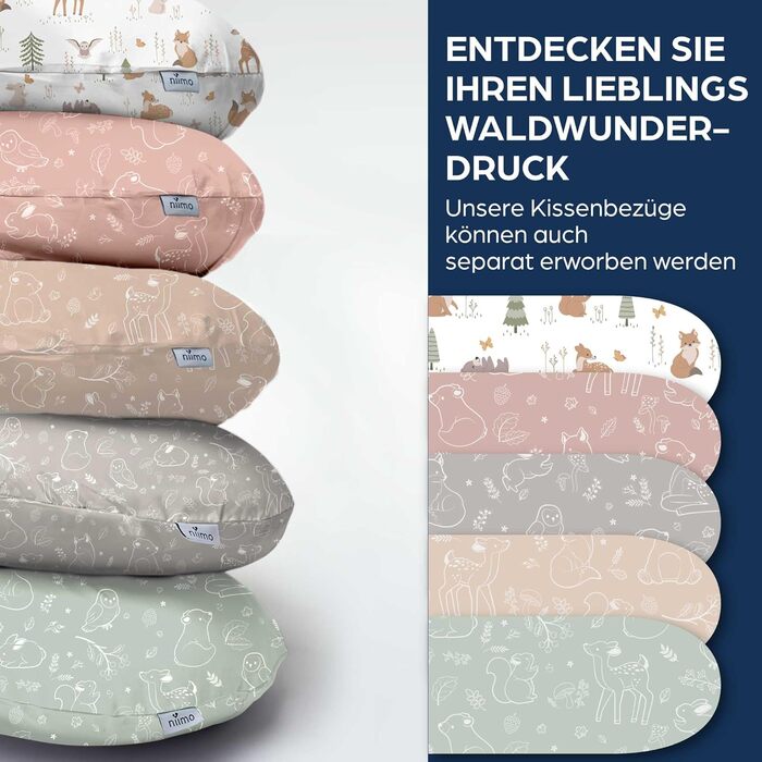 Подушка для вагітних XXL Niimo & подушка для годування - подушка для тих, хто спить на боці, з чохлом з 100% бавовни, зручна подушка для дорослих, подушка для підтримки, (200 см x 70 см) (Сірий ліс, подушка для годування)