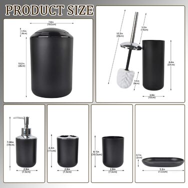 Набір аксесуарів для ванної кімнати CERBIOR, 6 шт. (Морська синя/Королівська синя): дозатор мила, тримач для зубних щіток, стакан для зубних щіток, мильниця. Чудовий подарунок для дому.