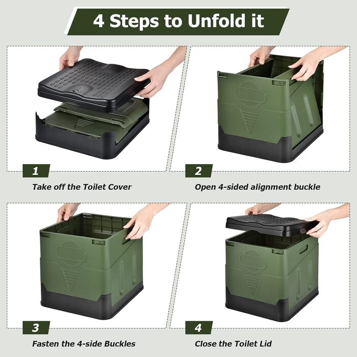 Зручна складана мобільна туалетна кімната OTRAKI для кемпінгу, фестивалів та подорожей (зелена)