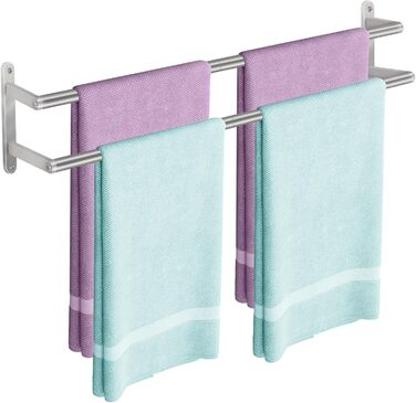 Тримач для рушників на стіну, 60 см, нержавіюча сталь, для ванної, спальні, кухні, щітковий нікель