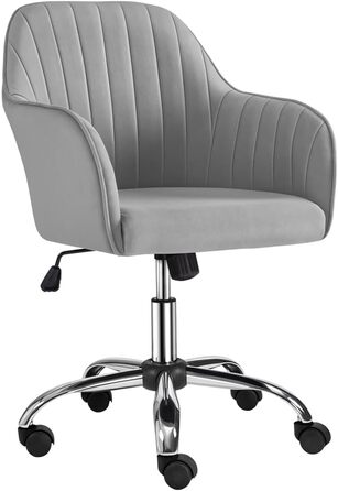 Крісло Yaheetech для дому та офісу: обертове, регульоване по висоті, з м'якою оксамитовою оббивкою, до 136 кг, сірий колір