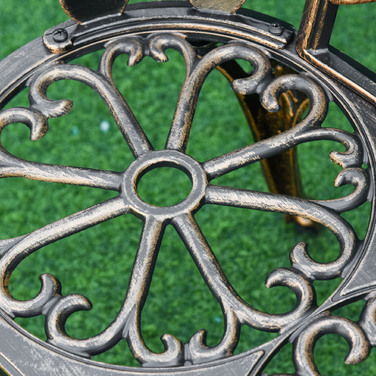 Металева лавочка для саду на 2 особи в ретро стилі з квітковим візерунком, 100 x 54 x 78 см, бронзового кольору