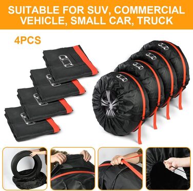 Набір чохлів для шин 4 шт., захисні чохли для шин 13-18 дюймів, з ручкою, для зберігання зимових та літніх шин. Розмір S (діаметр 66 см)