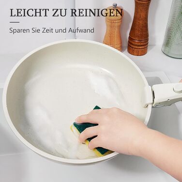 Набір посуду GiPP 11-ти частинний з знімним ручками, антипригарне покриття з кераміки, для індукційних плит, сумісний з духовкою, білий
