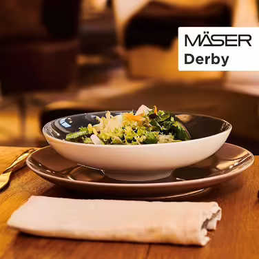 Набір посуду MSER 931526 Derby Premium на 4 персони, 16 предметів, кольорова порцеляна в гастро якості