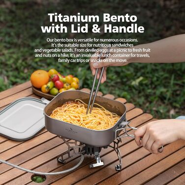 Ланчбокс iBasingo Titan 800мл з кришкою та ручкою, герметичний бенто-контейнер для кемпінгу, відпочинку та офісу. Безпечний для їжі посуд для подорожей, миється в посудомийній машині, Ti2081C