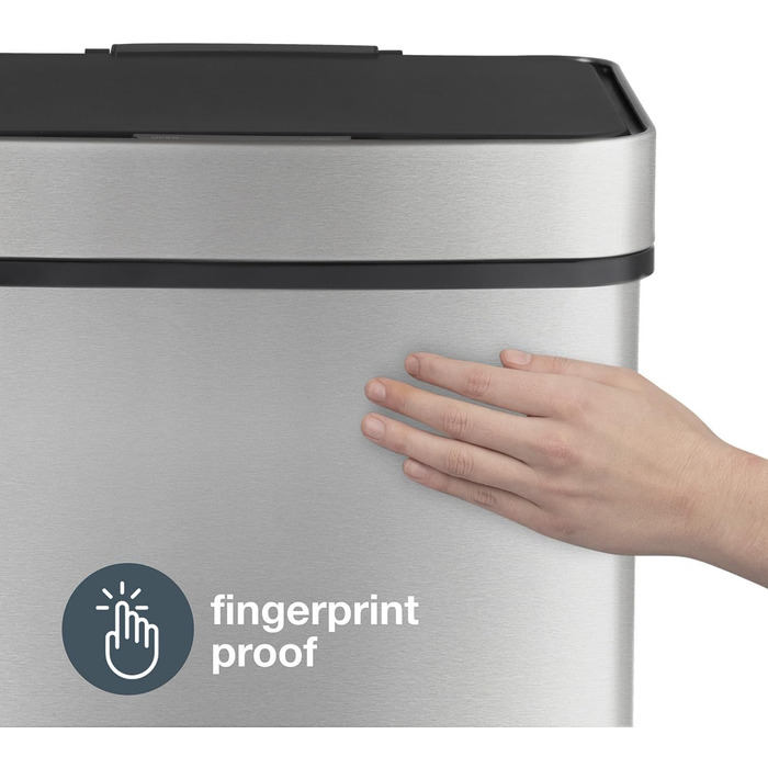 Сміттєвий бак Les Collectors з нержавіючої сталі, 69 л, 3 відсіки (47+11+11 л), автоматичне відкриття, інфрачервоний датчик, тиха закриття, дизайн з нержавіючої сталі