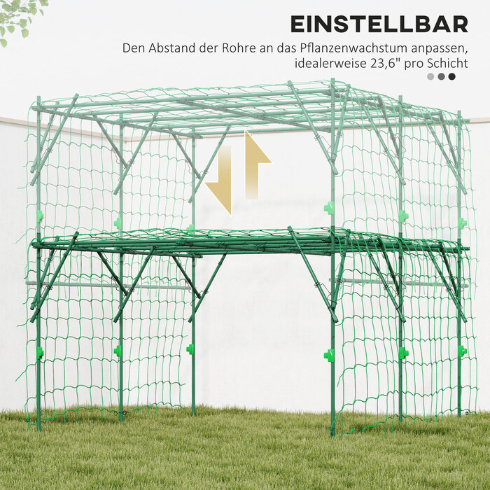 Підставка для підтримки рослин зі сталі, що вставляється, нержавіюча сталь, шпалер для ліани, 223 x 223 x 223 см, арка для троянд, зелена