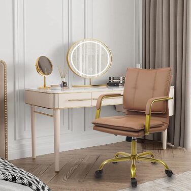 Крісло офісне Clatina, регульована висота, крісло для керівника з підлокітниками, обертове, для комп'ютера, коричневе, 1 шт.