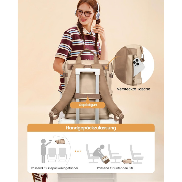 LOVEVOOK Рюкзак для жінок з відділенням для ноутбука 15.6 дюймів, шкільний/туристичний/бізнес, водонепроникний, 15.6 дюймів, 1 Хакі